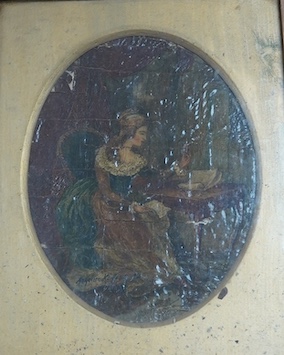 Manner of Angelica Kaufmann, ivory panel, Lady Hamilton, 26 x 20cm. Condition - poor, CITES Submission reference TSE46G4P